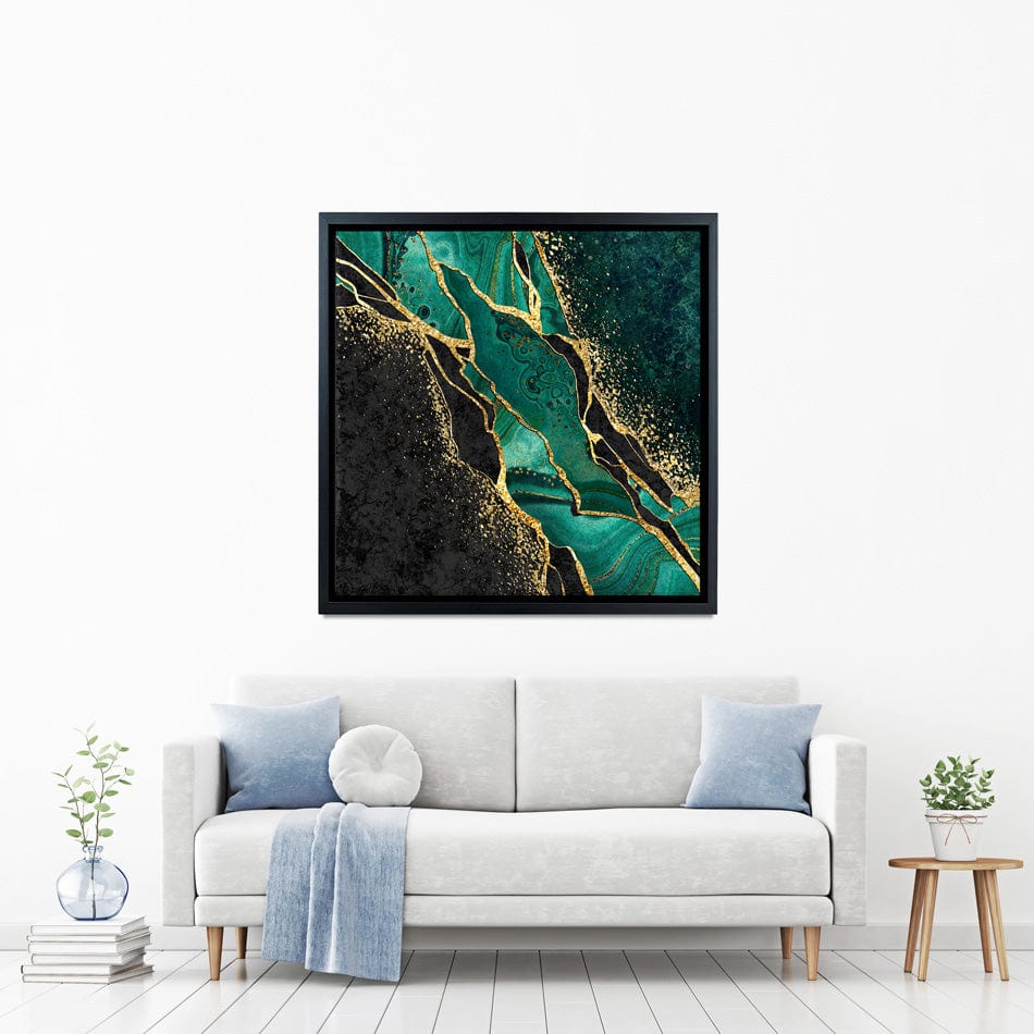 Green Malachite Marble Square Canvas Print wall art product wacomka / Shutterstock