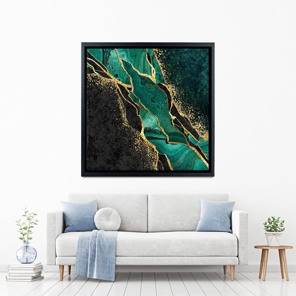Green Malachite Marble Square Canvas Print wall art product wacomka / Shutterstock