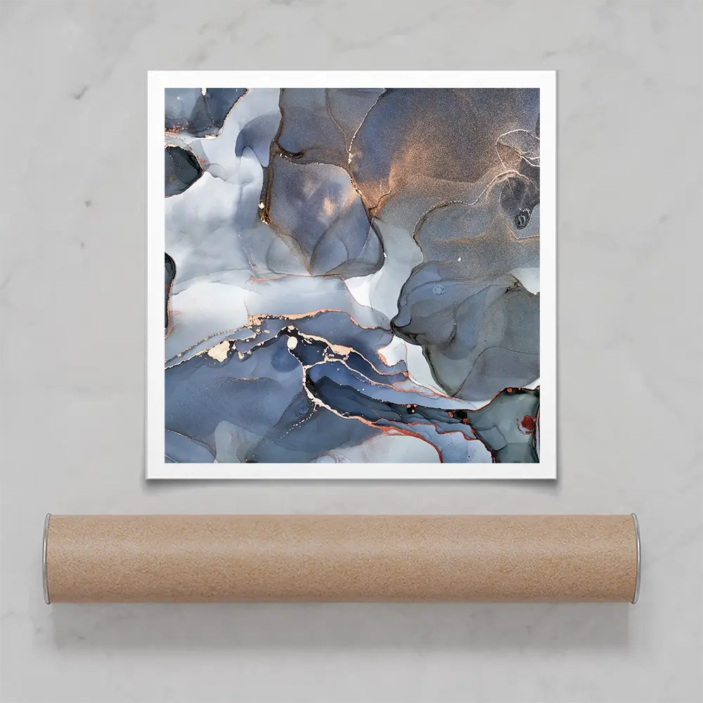 Grey And Blue Marble Square Art Print Grey And Blue Marble Square Art Print wall art product Art Print Shop