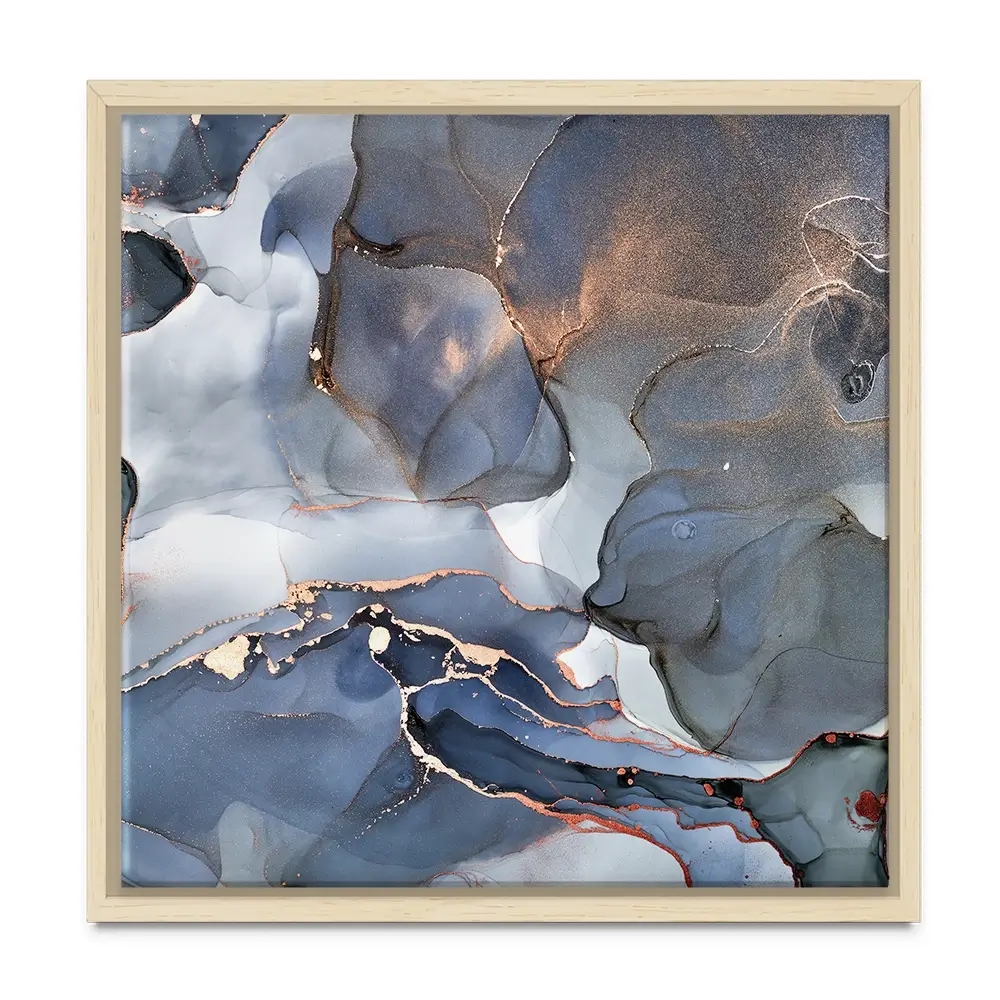 Grey And Blue Marble Square Canvas Print Grey And Blue Marble Square Canvas Print wall art product Art Print Shop