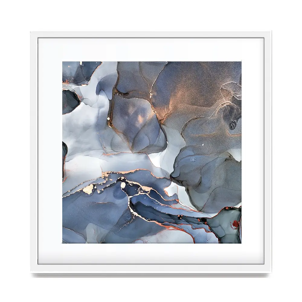 Grey And Blue Marble Square Framed Art Print Grey And Blue Marble Square Framed Art Print wall art product Art Print Shop