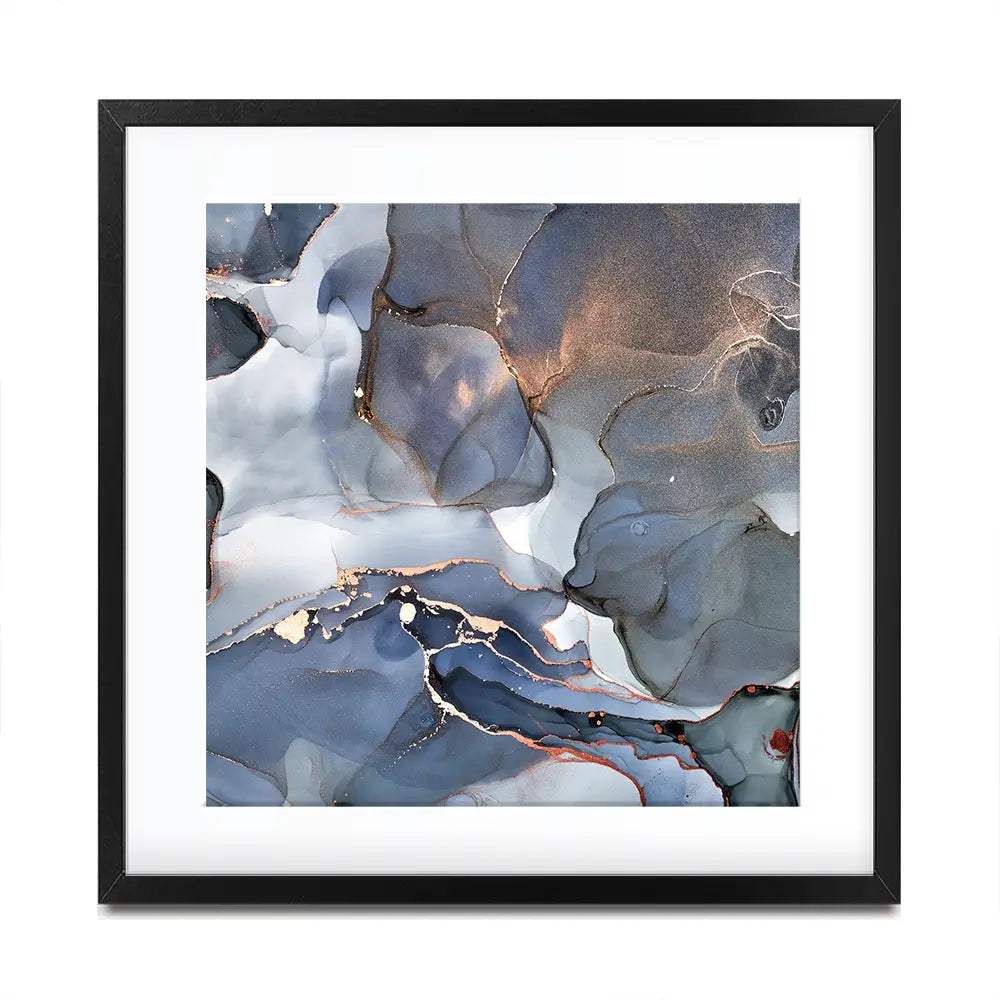 Grey And Blue Marble Square Framed Art Print Grey And Blue Marble Square Framed Art Print wall art product Art Print Shop