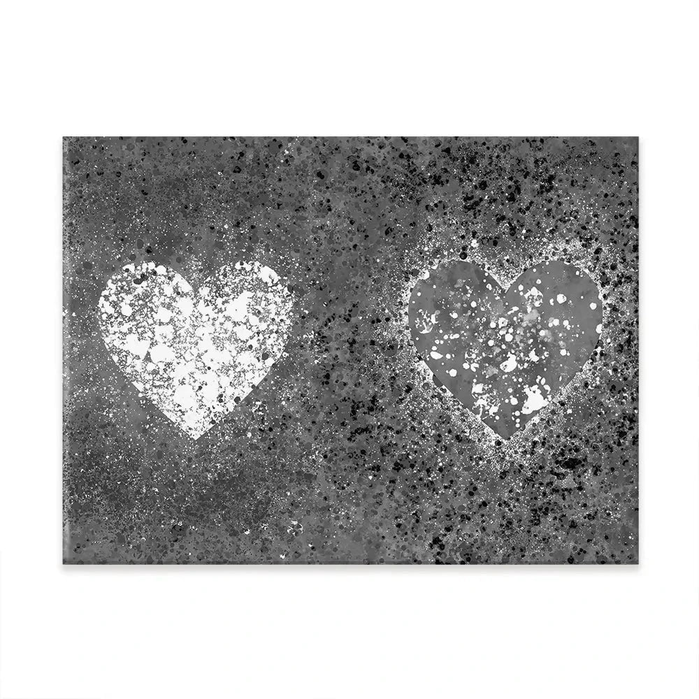 Grey And White Hearts Splatter Canvas Print Grey And White Hearts Splatter Canvas Print wall art product J Tonges