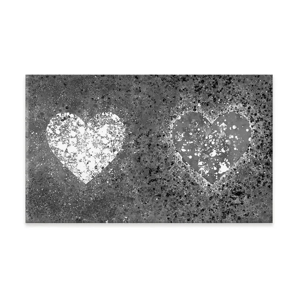 Grey And White Hearts Splatter Canvas Print Grey And White Hearts Splatter Canvas Print wall art product J Tonges