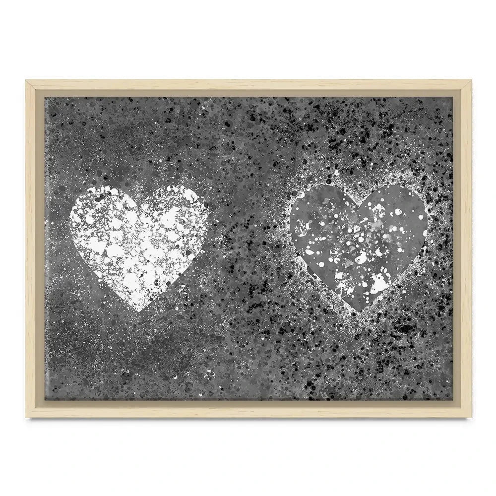 Grey And White Hearts Splatter Canvas Print Grey And White Hearts Splatter Canvas Print wall art product J Tonges