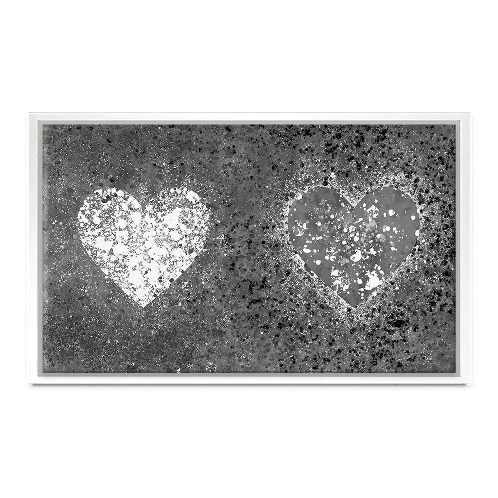 Grey And White Hearts Splatter Canvas Print Grey And White Hearts Splatter Canvas Print wall art product J Tonges