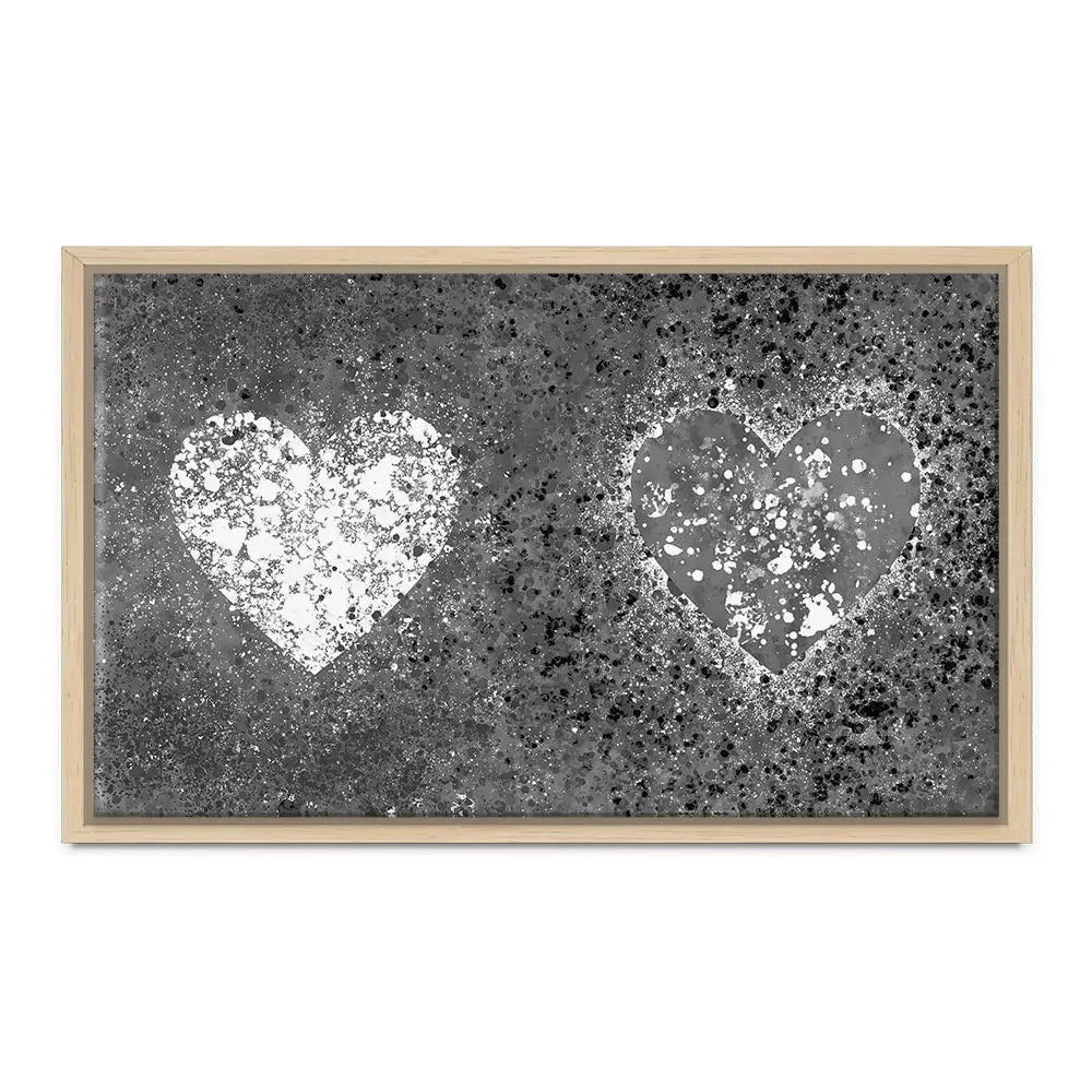Grey And White Hearts Splatter Canvas Print Grey And White Hearts Splatter Canvas Print wall art product J Tonges