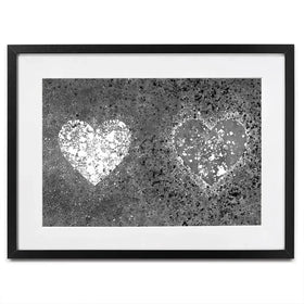 Grey And White Hearts Splatter Framed Art Print Grey And White Hearts Splatter Framed Art Print wall art product J Tonges