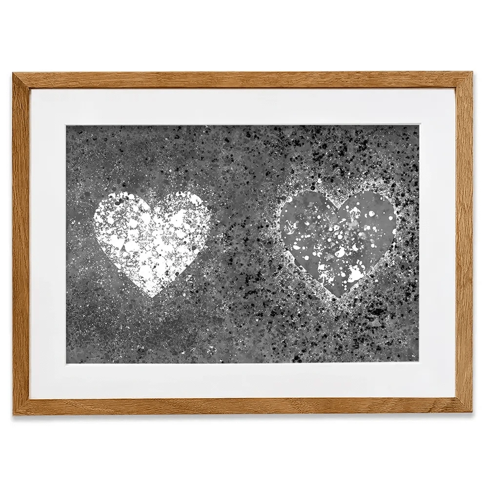 Grey And White Hearts Splatter Framed Art Print Grey And White Hearts Splatter Framed Art Print wall art product J Tonges