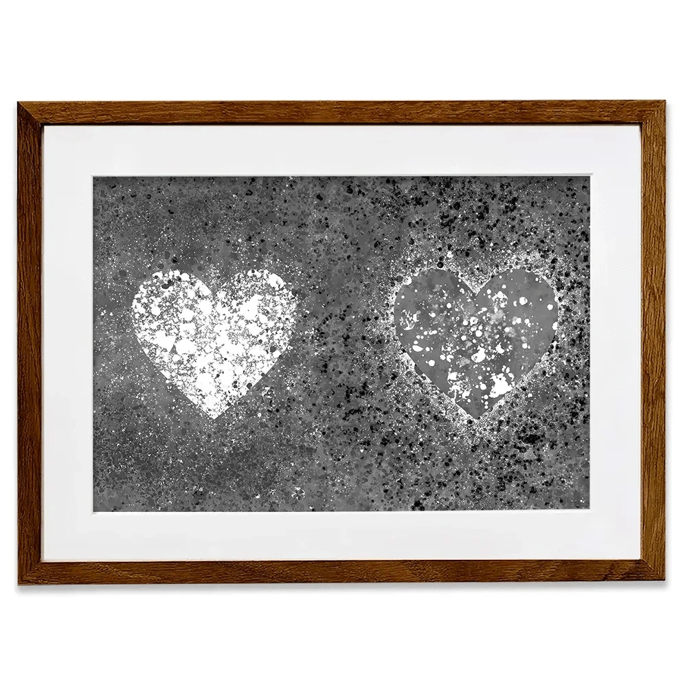 Grey And White Hearts Splatter Framed Art Print Grey And White Hearts Splatter Framed Art Print wall art product J Tonges