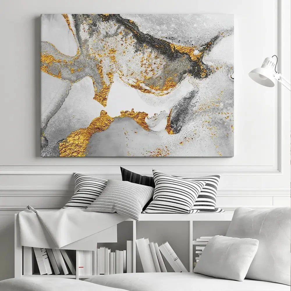 Grey And White Marble Canvas Print Grey And White Marble Canvas Print wall art product CARACOLLA / Shutterstock