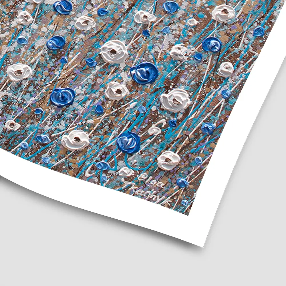 Grey, Blue And White Flowers Square Art Print Grey, Blue And White Flowers Square Art Print wall art product Olga Tkachyk