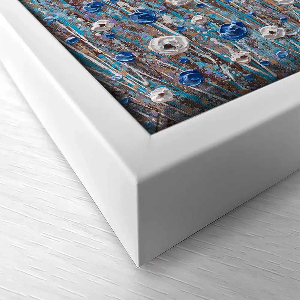 Grey, Blue And White Flowers Square Canvas Print Grey, Blue And White Flowers Square Canvas Print wall art product Olga Tkachyk