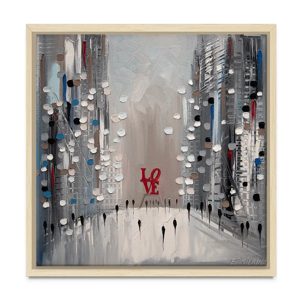 Grey City Love Square Canvas Print Grey City Love Square Canvas Print wall art product Ekaterina Ermilkina