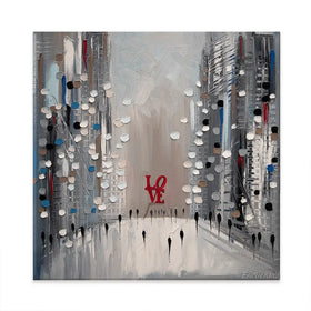 Grey City Love Square Canvas Print Grey City Love Square Canvas Print wall art product Ekaterina Ermilkina