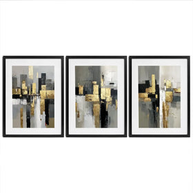 Grey Golden Geometric Framed Art Print Trio Grey Golden Geometric Framed Art Print Trio wall art product IAmHomeStudio