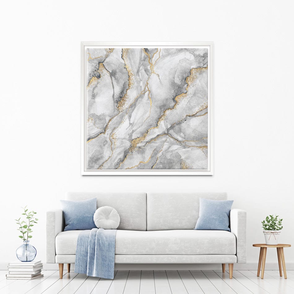 Grey Marble Square Canvas Print wall art product wacomka / Shutterstock