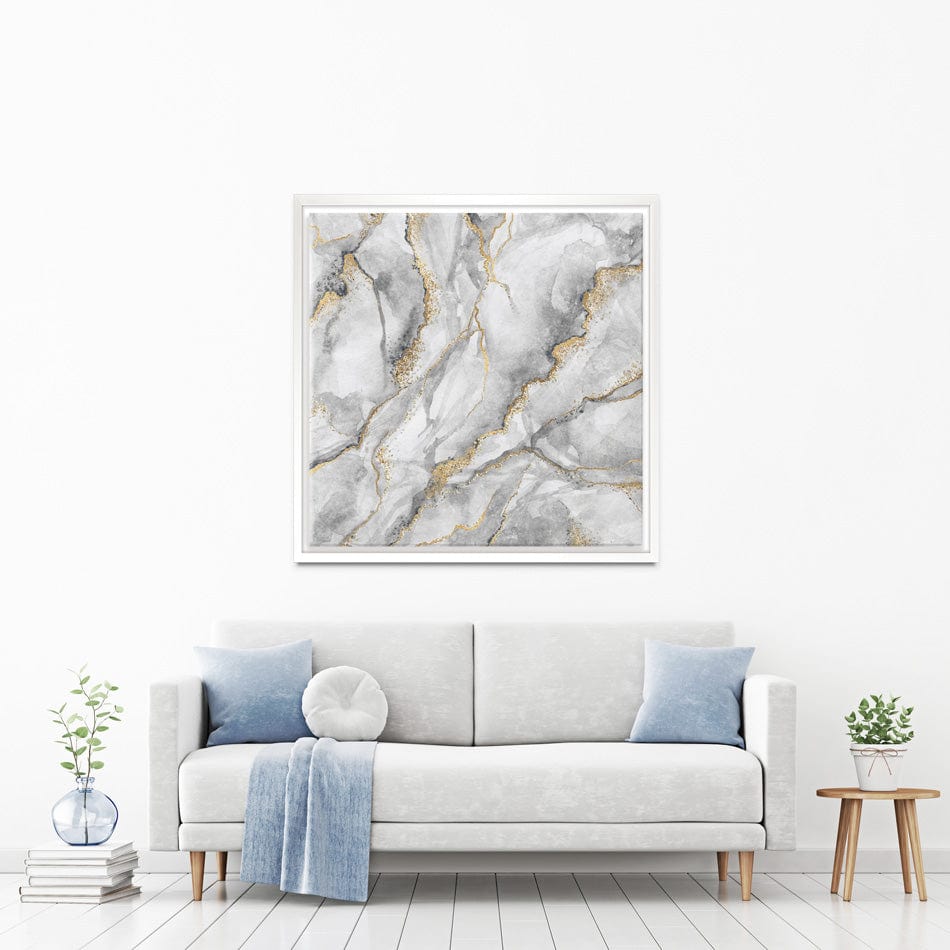 Grey Marble Square Canvas Print wall art product wacomka / Shutterstock