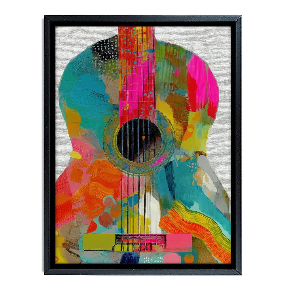 Guitar Painted In Every Colour Canvas Print Guitar Painted In Every Colour Canvas Print wall art product Chromatic Storm Studio