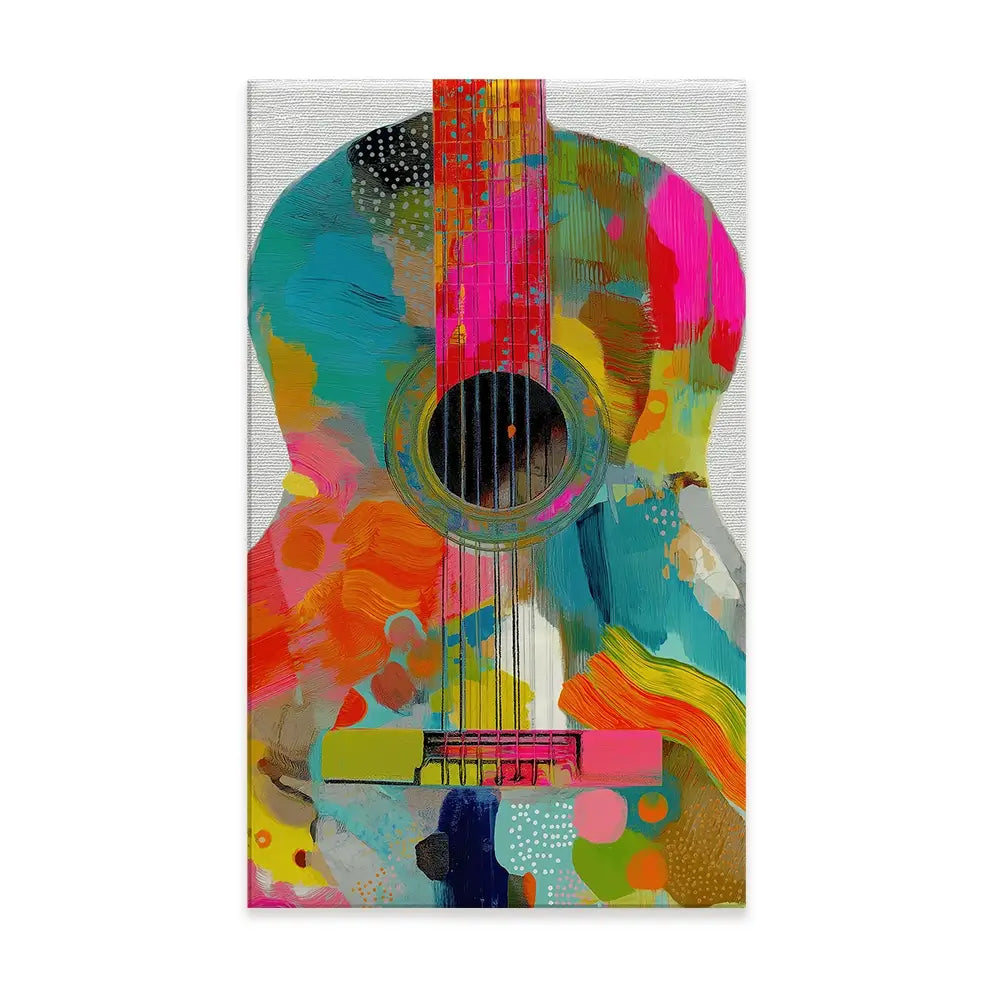 Guitar Painted In Every Colour Canvas Print Guitar Painted In Every Colour Canvas Print wall art product Chromatic Storm Studio