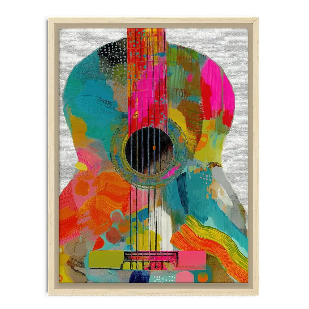 Guitar Painted In Every Colour Canvas Print Guitar Painted In Every Colour Canvas Print wall art product Chromatic Storm Studio