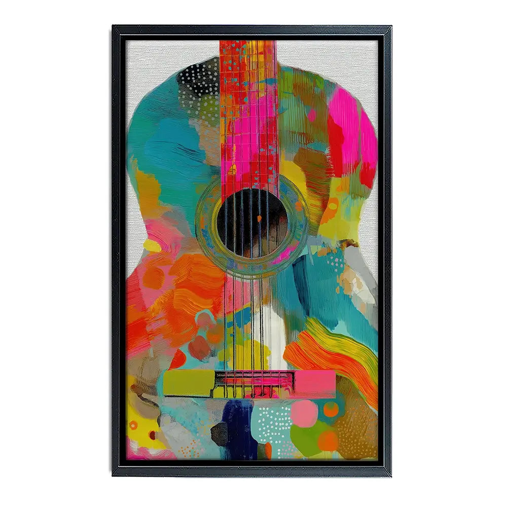Guitar Painted In Every Colour Canvas Print Guitar Painted In Every Colour Canvas Print wall art product Chromatic Storm Studio