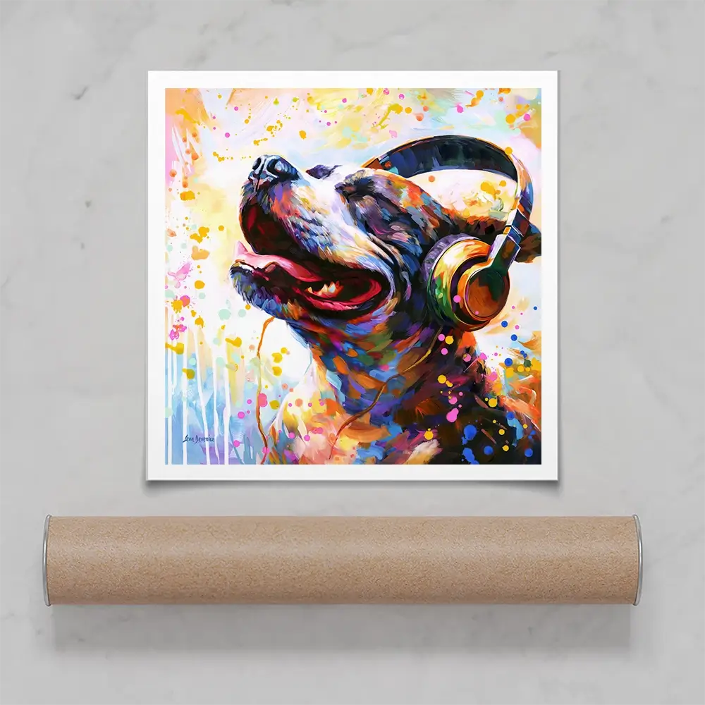 Happy Beats Square Art Print Happy Beats Square Art Print wall art product Leon Devenice