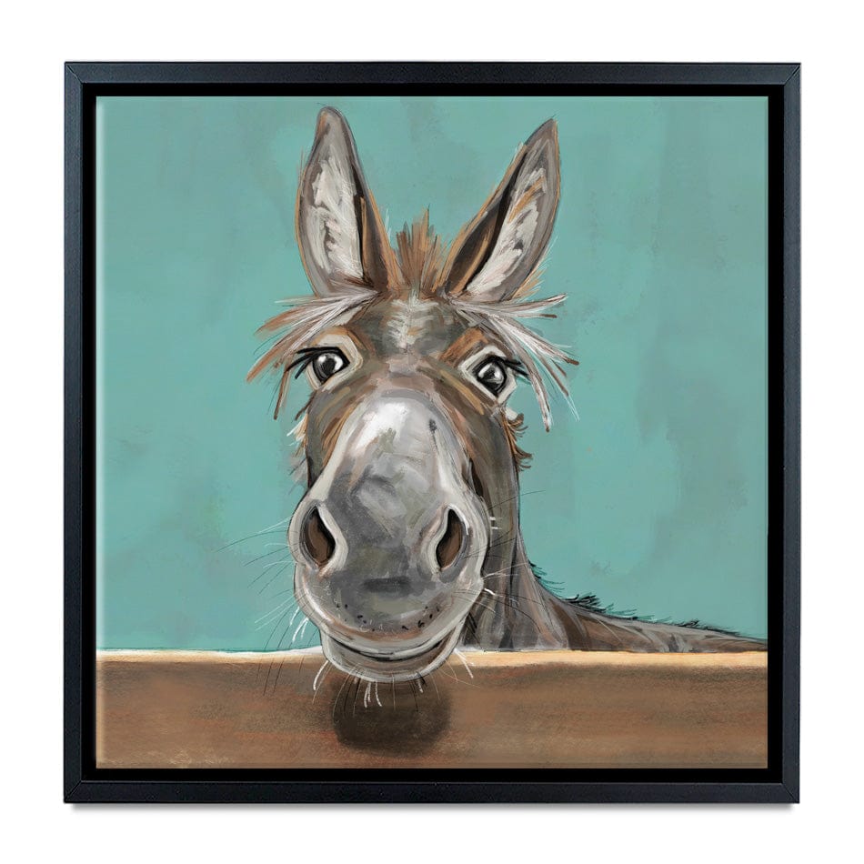 Happy Donkey Square Canvas Print wall art product D Mosconi
