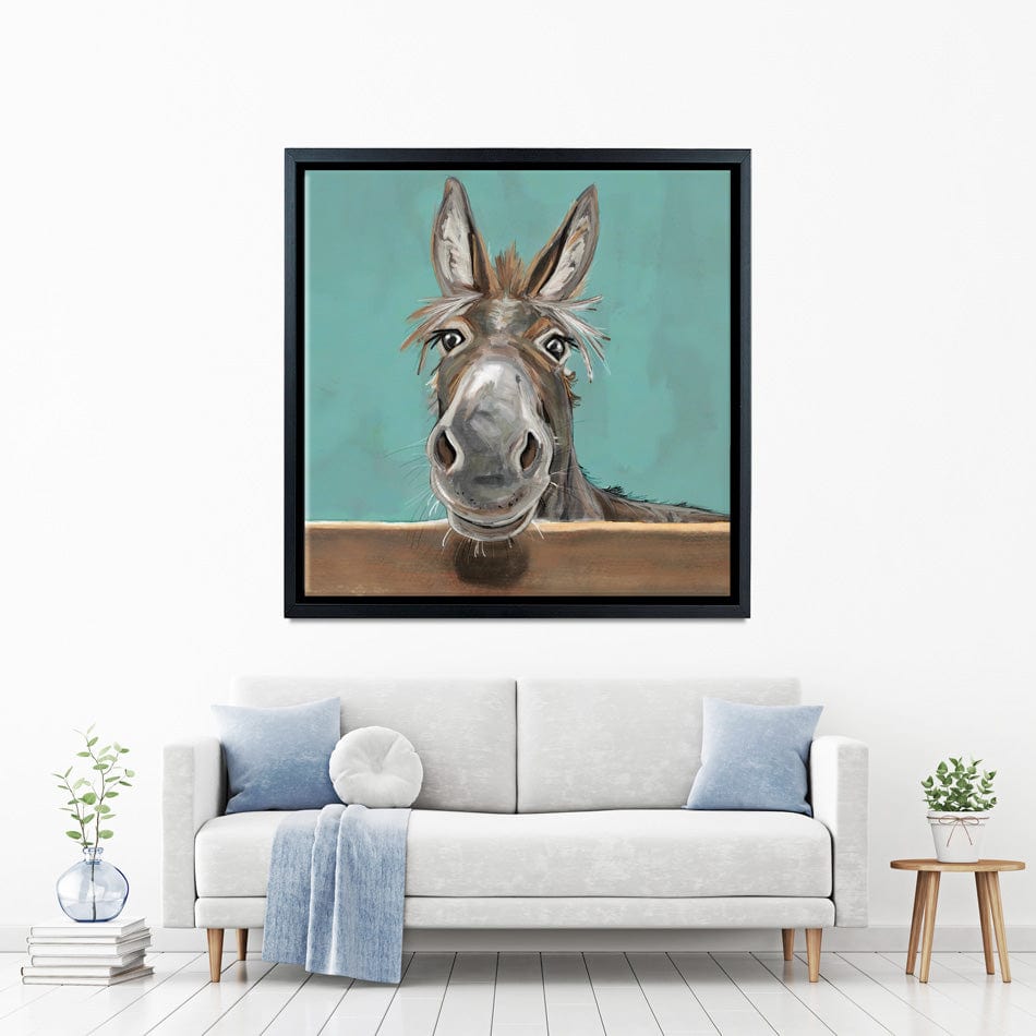 Happy Donkey Square Canvas Print wall art product D Mosconi