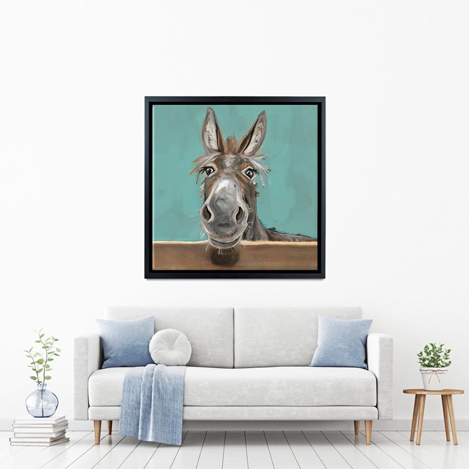 Happy Donkey Square Canvas Print wall art product D Mosconi