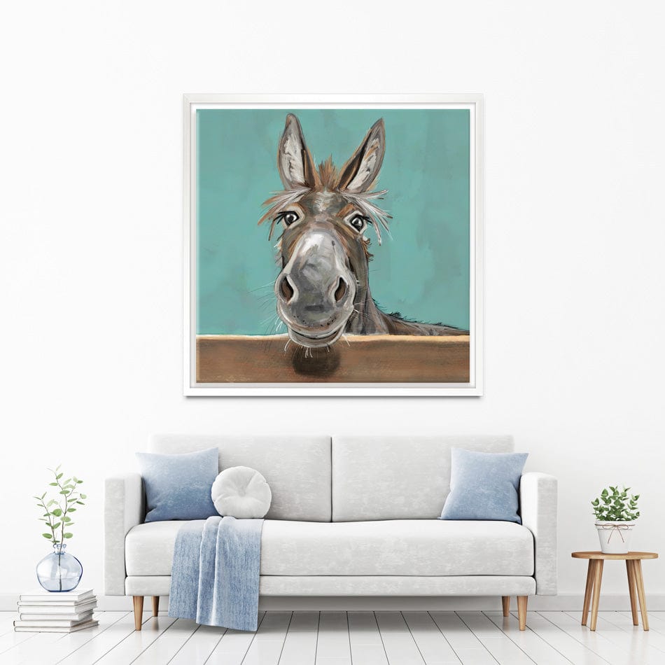 Happy Donkey Square Canvas Print wall art product D Mosconi