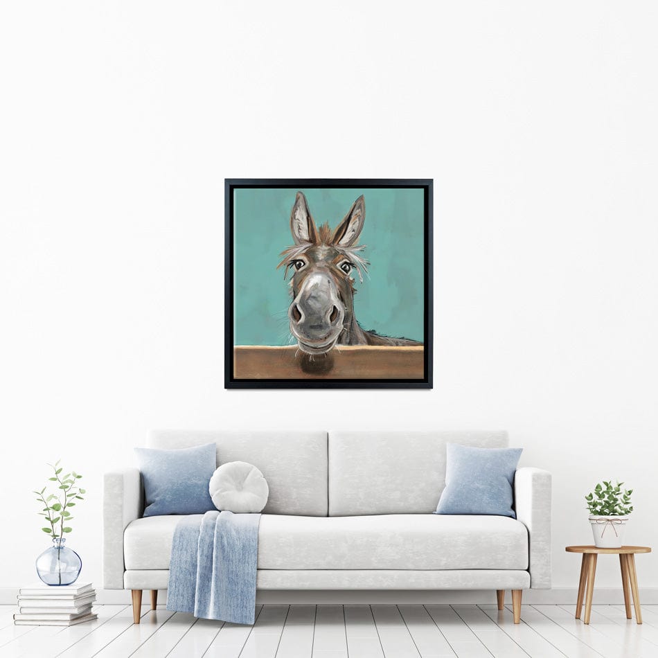 Happy Donkey Square Canvas Print wall art product D Mosconi