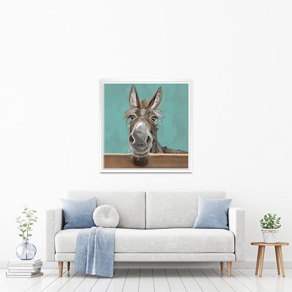Happy Donkey Square Canvas Print wall art product D Mosconi