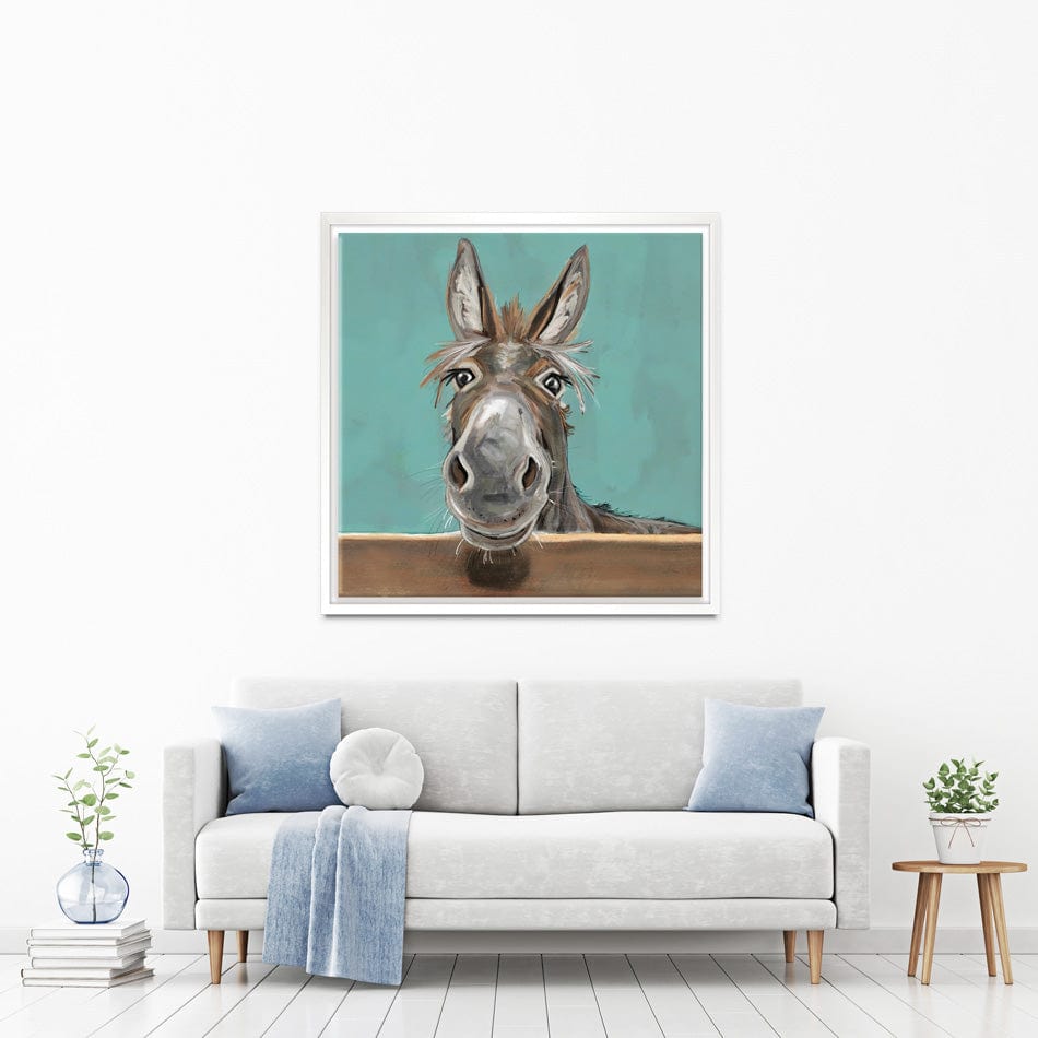 Happy Donkey Square Canvas Print wall art product D Mosconi