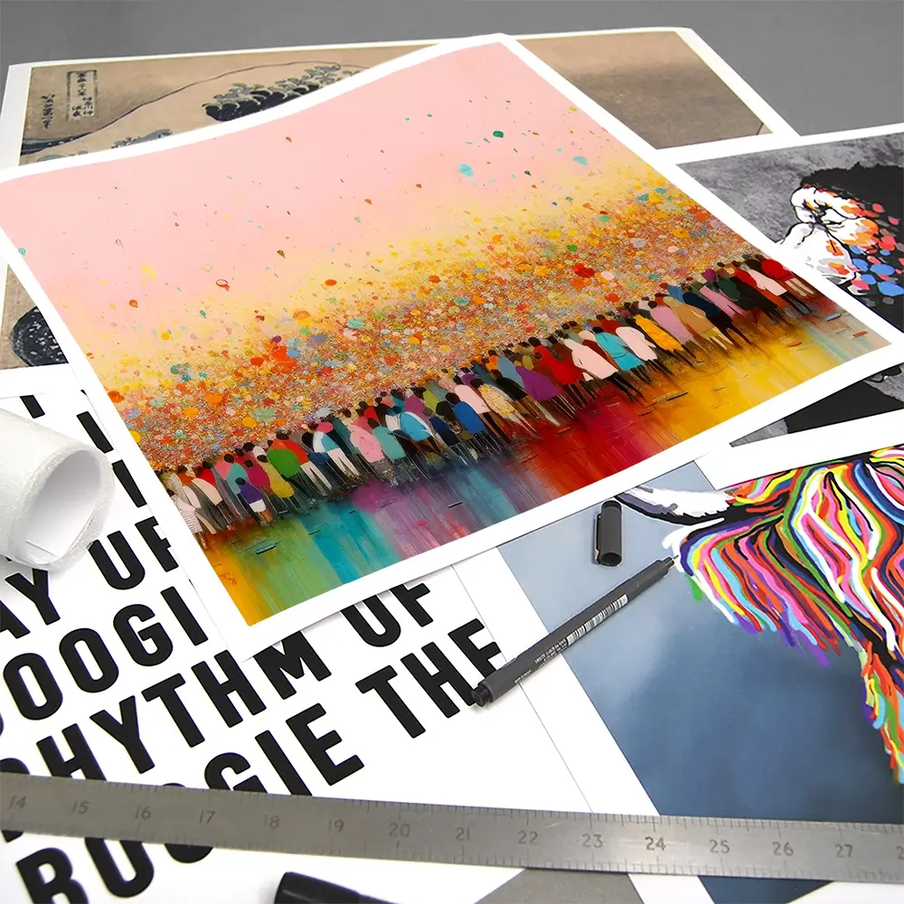 Happy Humans Square Art Print Happy Humans Square Art Print wall art product Art Print Shop