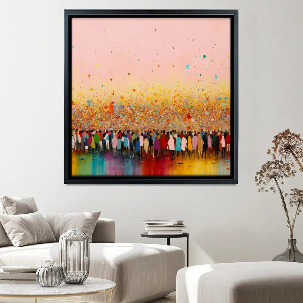 Happy Humans Square Canvas Print Happy Humans Square Canvas Print wall art product Art Print Shop