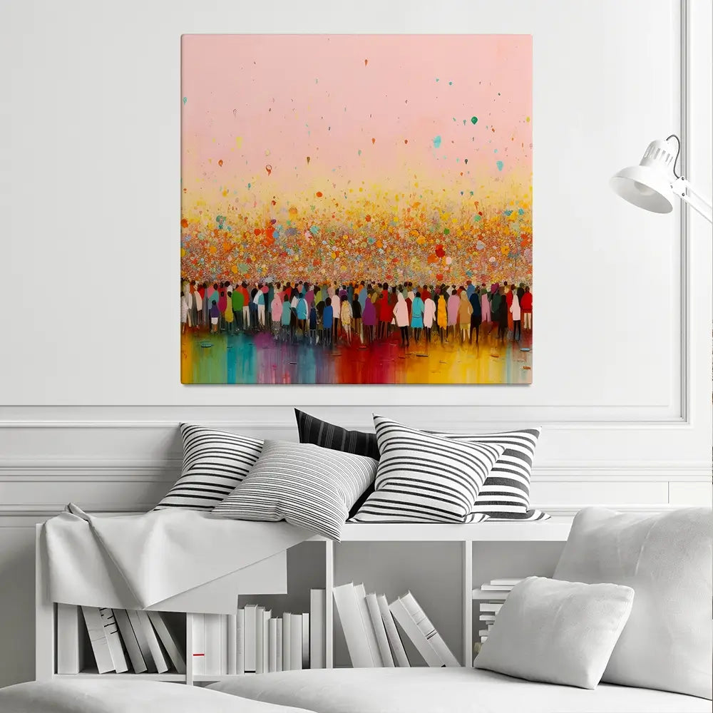 Happy Humans Square Canvas Print Happy Humans Square Canvas Print wall art product Art Print Shop