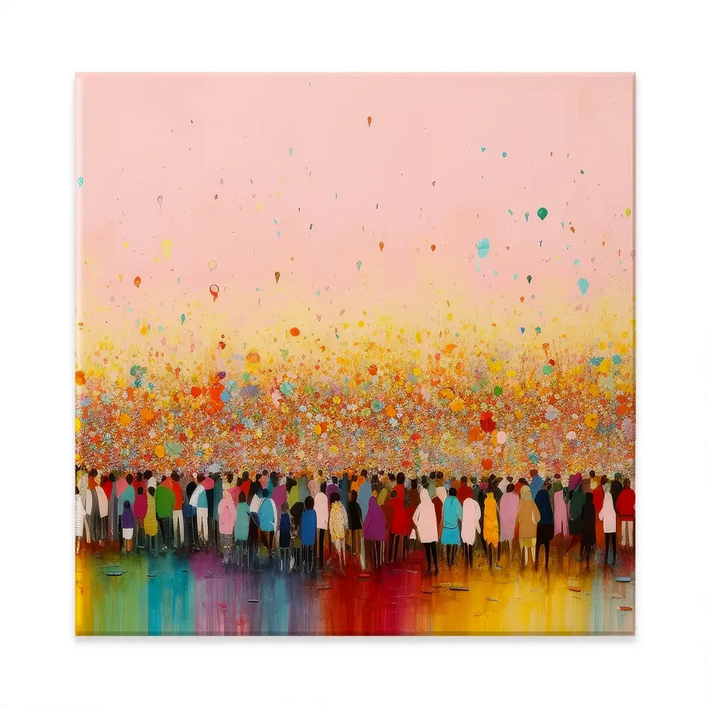 Happy Humans Square Canvas Print Happy Humans Square Canvas Print wall art product Art Print Shop