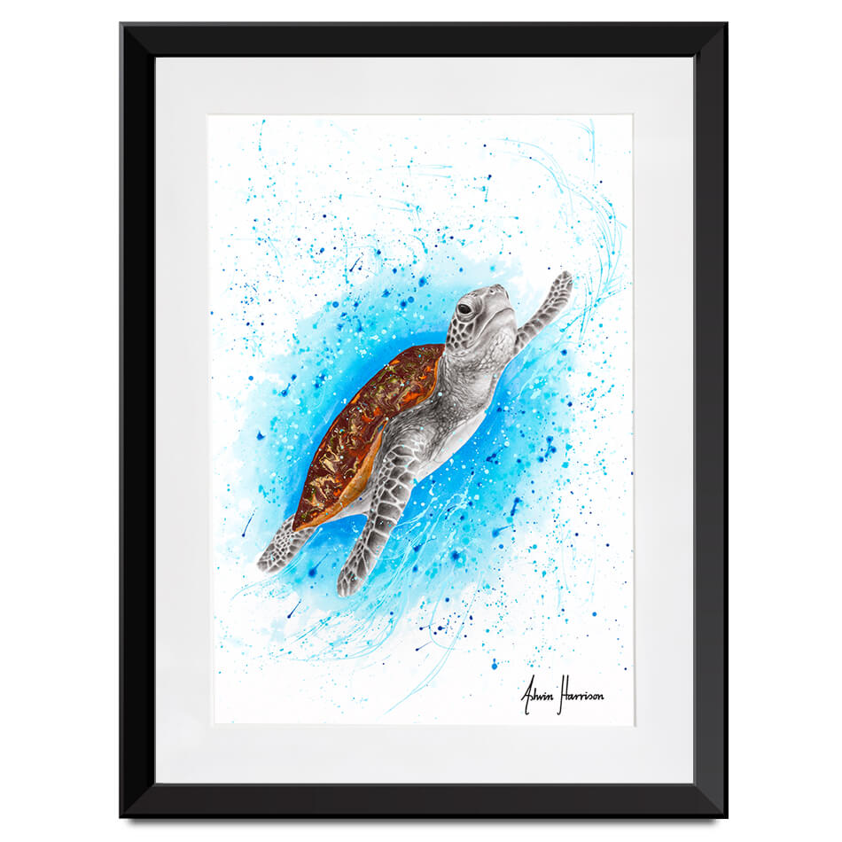 Happy Sea Turtle Framed Art Print Happy Sea Turtle Framed Art Print wall art product Ashvin Harrison