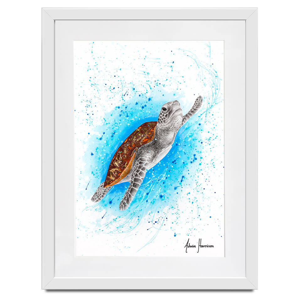 Happy Sea Turtle Framed Art Print Happy Sea Turtle Framed Art Print wall art product Ashvin Harrison