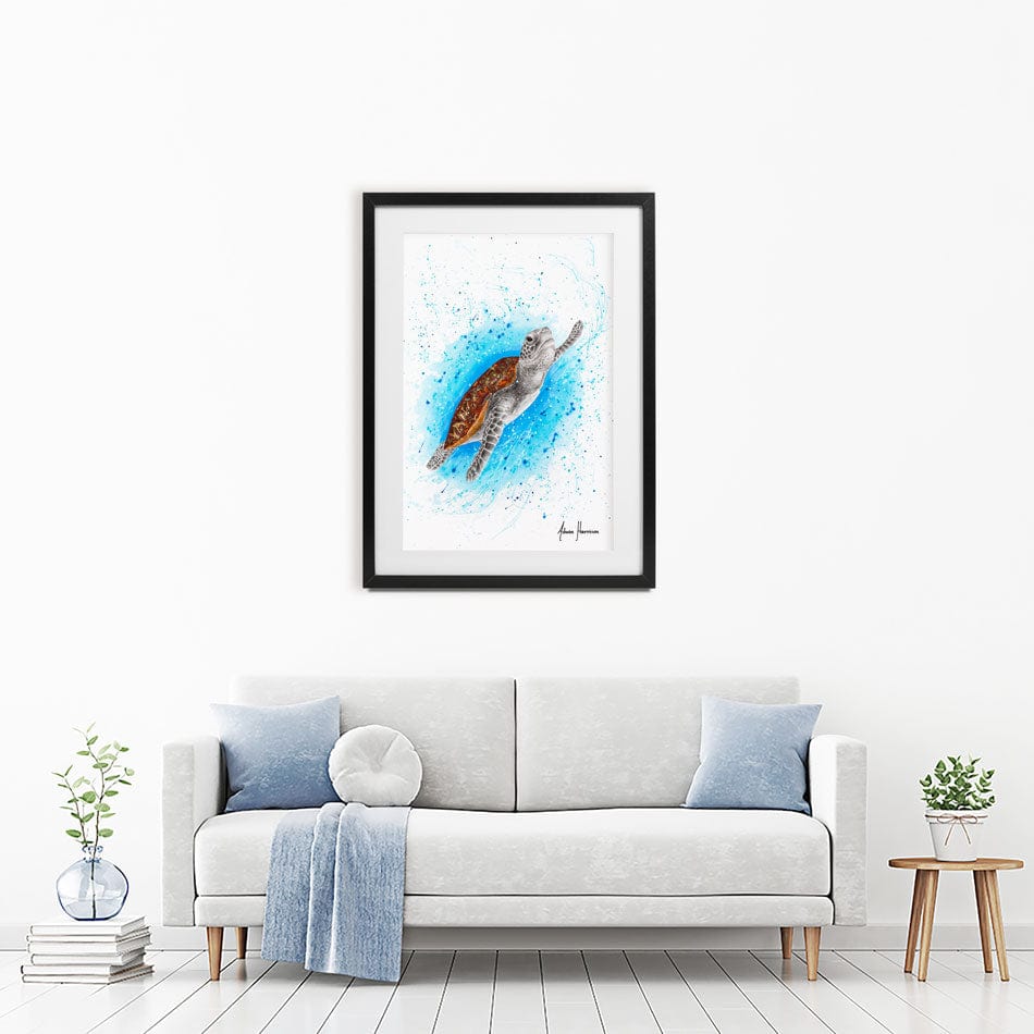 Happy Sea Turtle Framed Art Print wall art product Ashvin Harrison