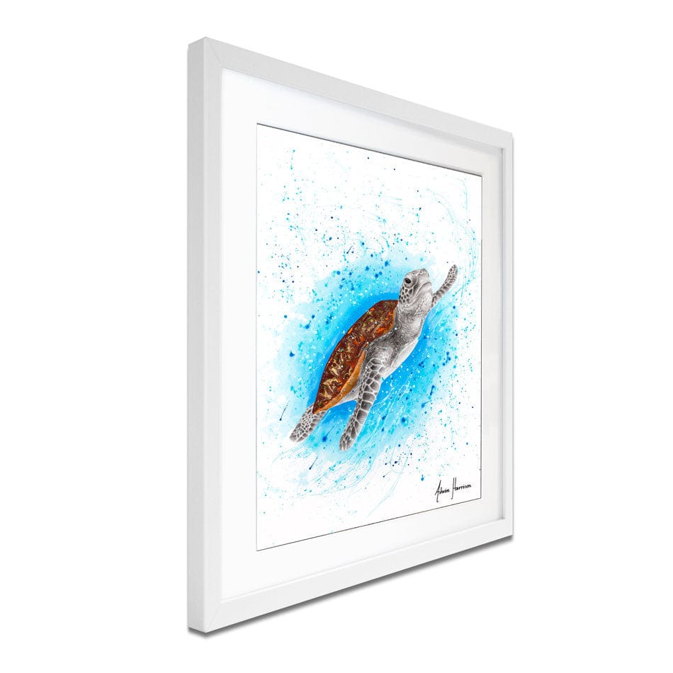 Happy Sea Turtle Framed Art Print wall art product Ashvin Harrison