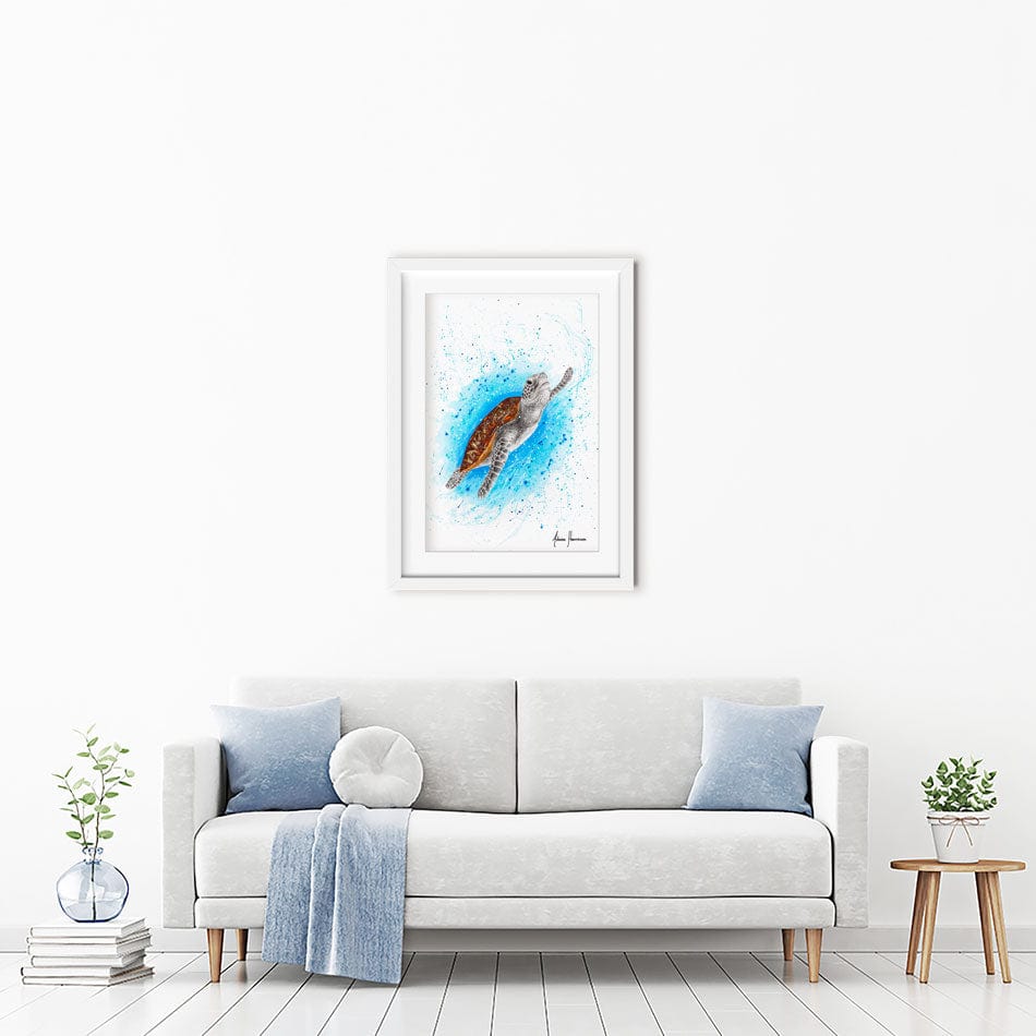 Happy Sea Turtle Framed Art Print wall art product Ashvin Harrison