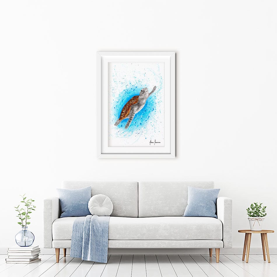 Happy Sea Turtle Framed Art Print wall art product Ashvin Harrison