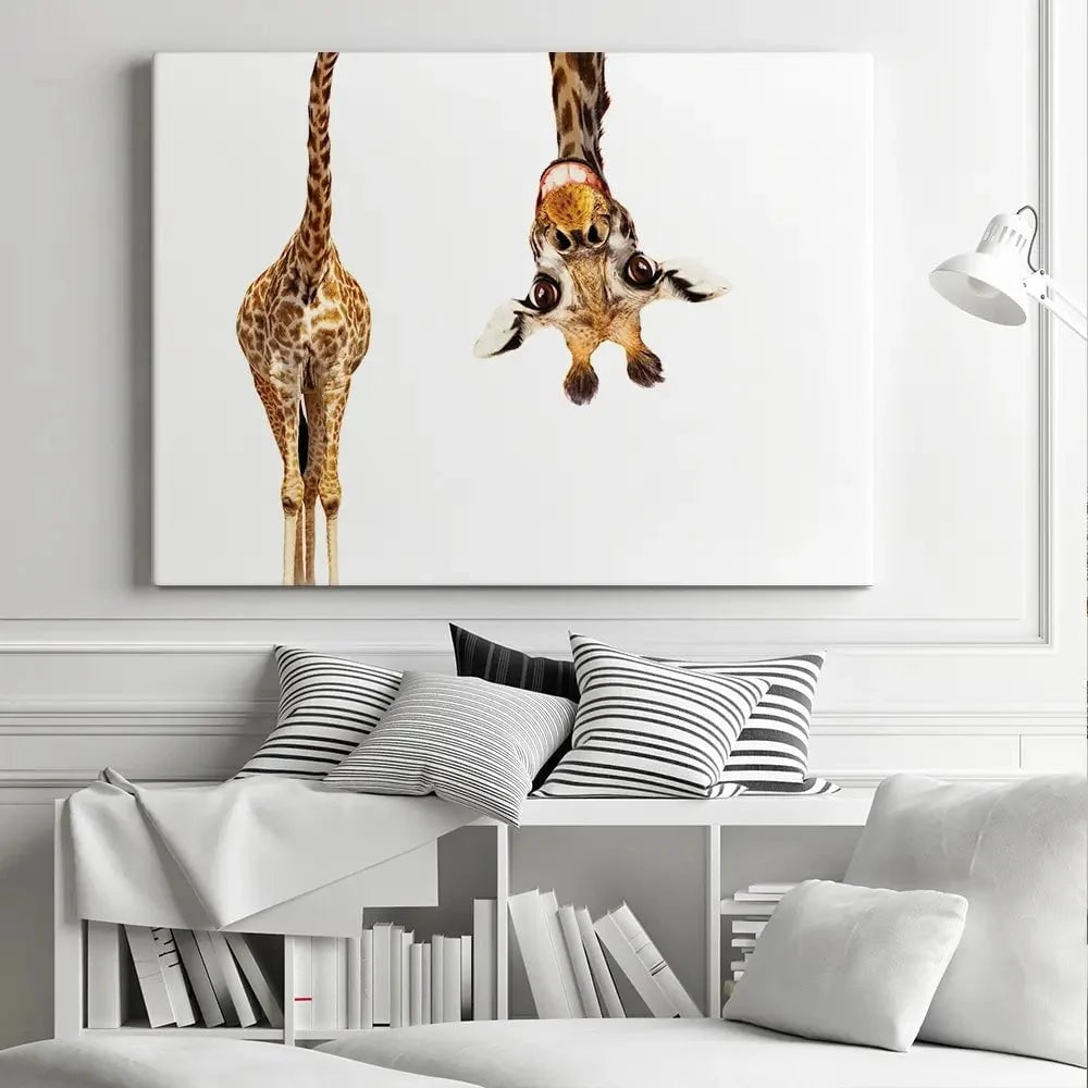 Happy Upside Down Giraffe Canvas Print Happy Upside Down Giraffe Canvas Print wall art product Sergey Novikov / Shutterstock