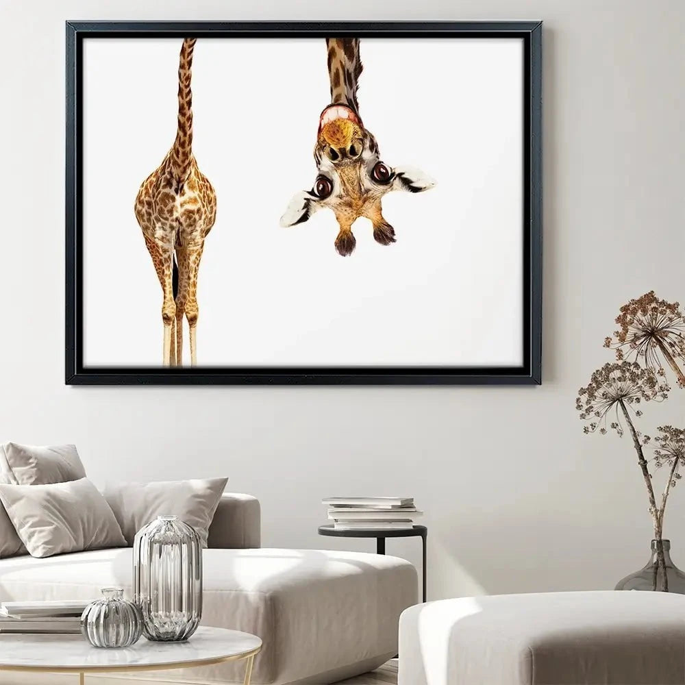 Happy Upside Down Giraffe Canvas Print Happy Upside Down Giraffe Canvas Print wall art product Sergey Novikov / Shutterstock