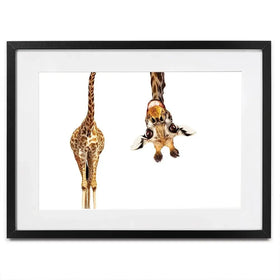 Happy Upside Down Giraffe Framed Art Print Happy Upside Down Giraffe Framed Art Print wall art product Sergey Novikov / Shutterstock