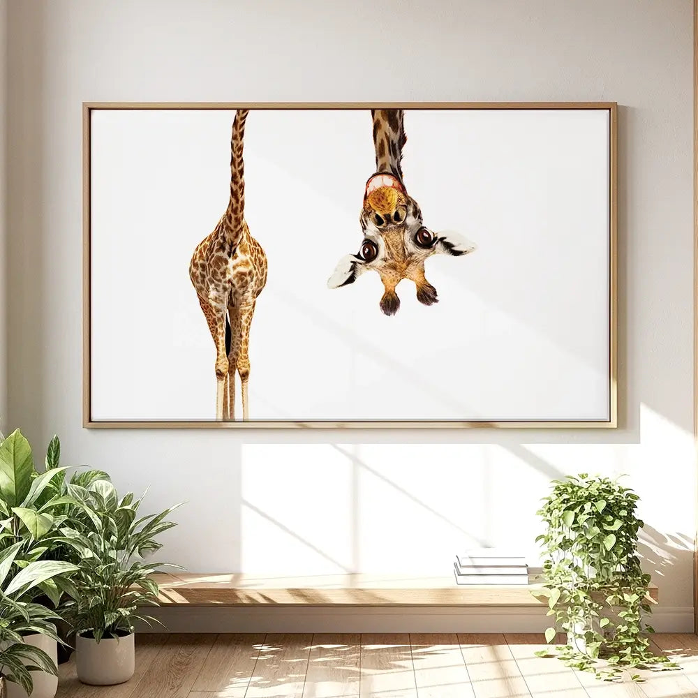 Happy Upside Down Giraffe Oversized Canvas Print Happy Upside Down Giraffe Oversized Canvas Print wall art product Art Print Shop