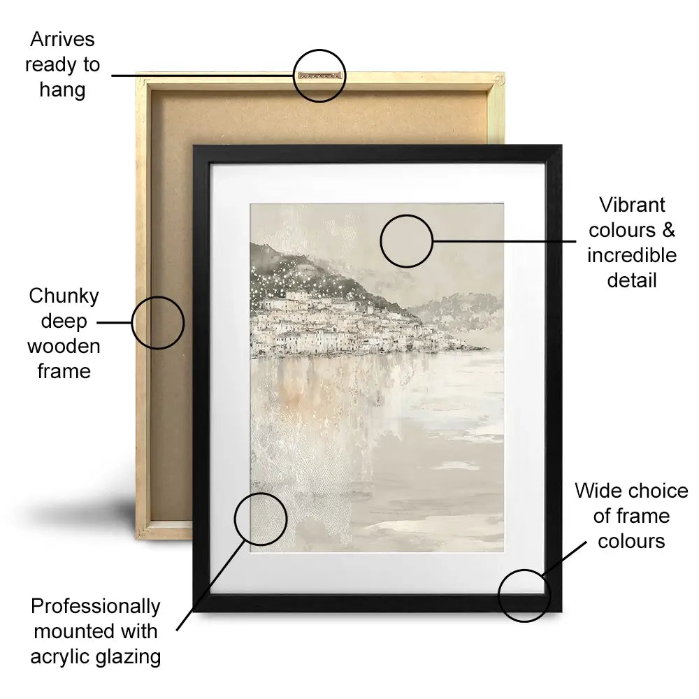 Harbour Boats At Dawn Framed Art Print Harbour Boats At Dawn Framed Art Print wall art product Chromatic Storm Studio