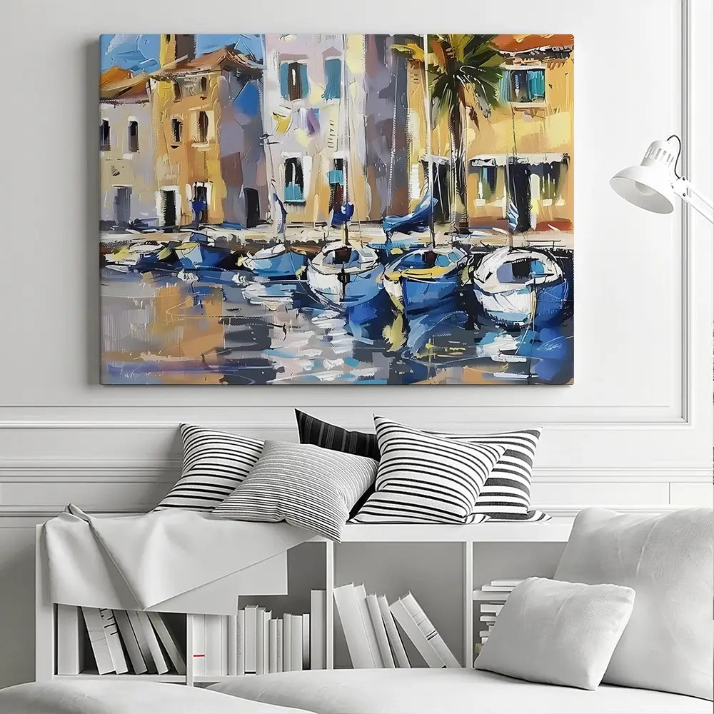 Harbour Boats Canvas Print Harbour Boats Canvas Print wall art product Elena Avanesova